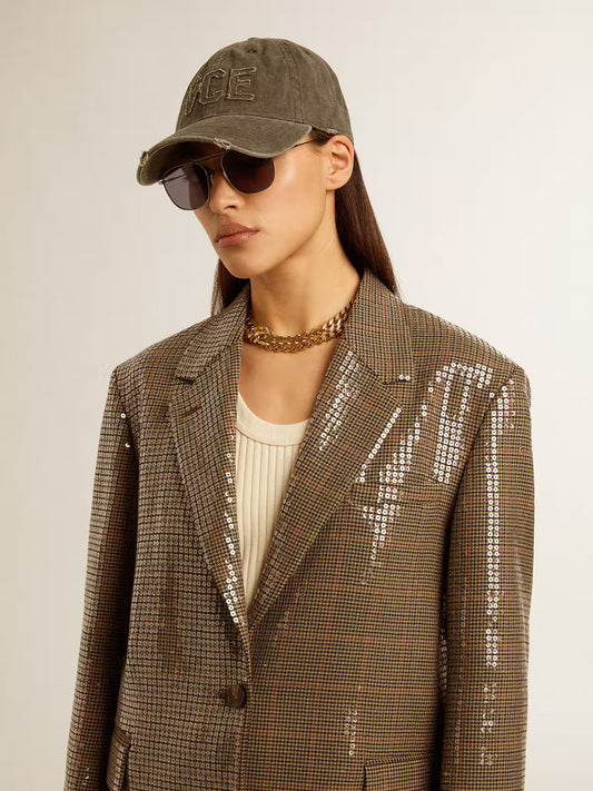 Houndstooth Sequin Embroidery Jacket
