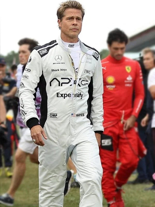 F1 White Brad Pitt Cotton Jumpsuit