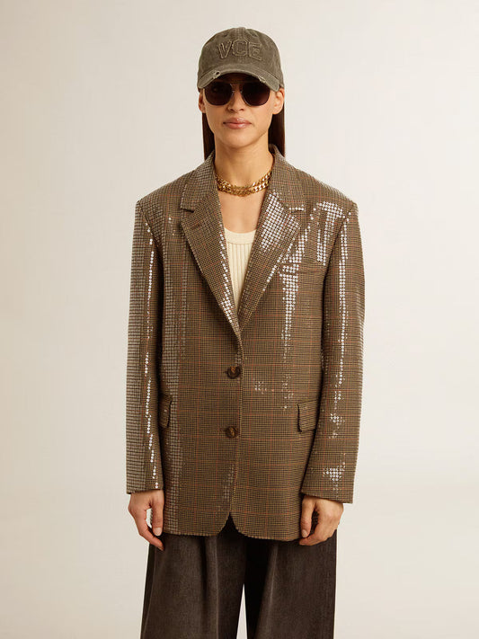 Houndstooth Sequin Embroidery Jacket