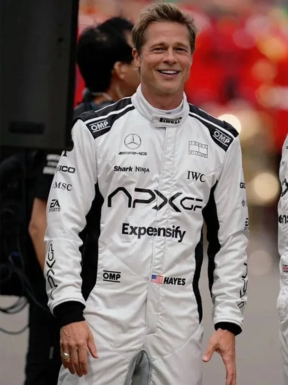 F1 White Brad Pitt Cotton Jumpsuit