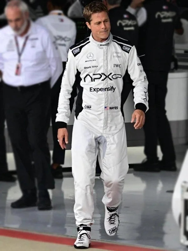 F1 White Brad Pitt Cotton Jumpsuit